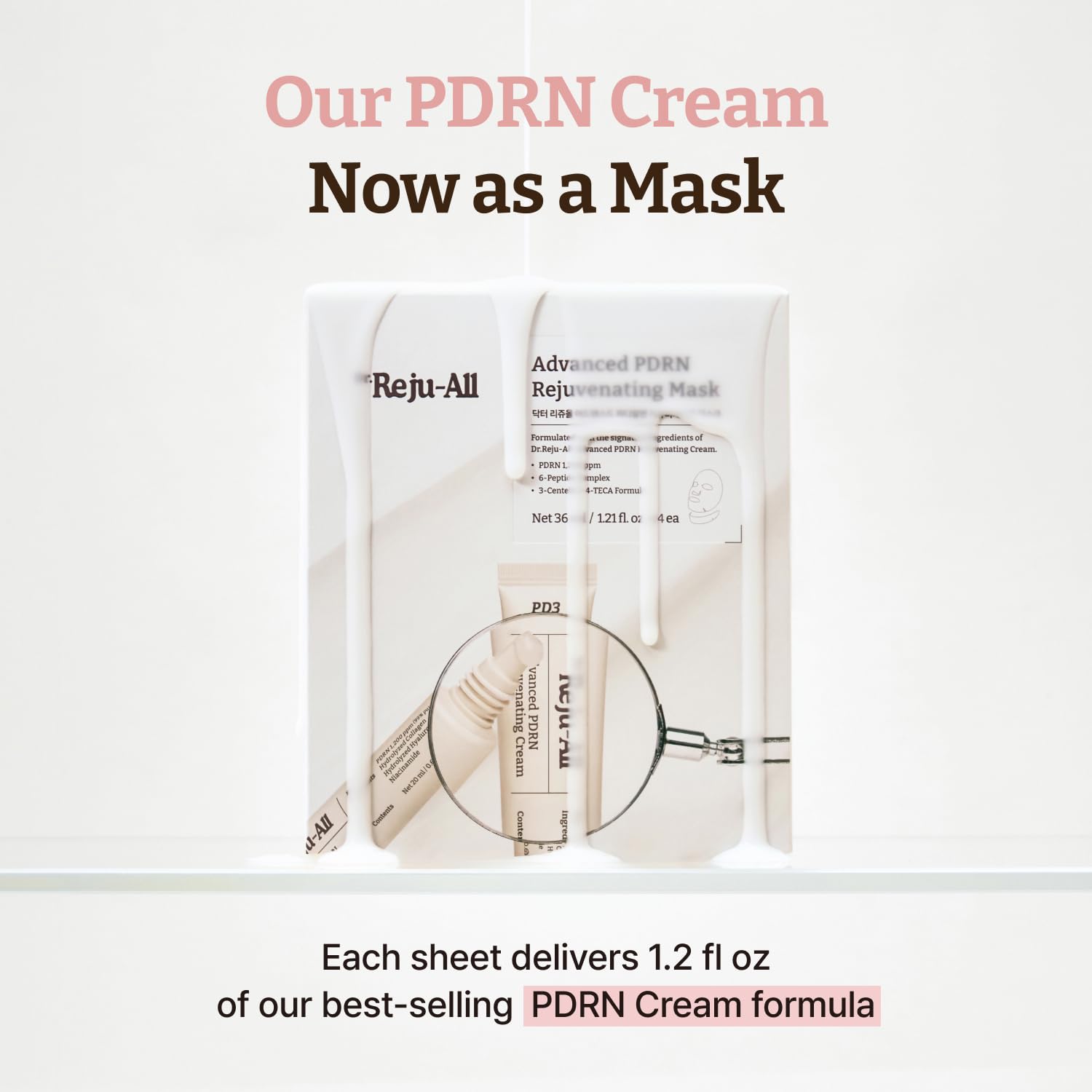 Dr.Reju-All Advanced PDRN Rejuvenating Mask - Face & Neck Korean Sheet Mask with 1,200 ppm PDRN, Collagen & Copper Peptides - Hydrating & Soothing, Skin Repair (1.2 Fl Oz x 4EA)